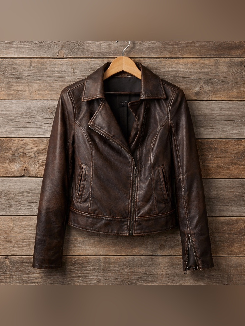 Moto Gear Brown Leather Jacket - Size Small
